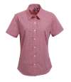 PR321 Premier Ladies Gingham Short Sleeve Shirt Red / White colour image